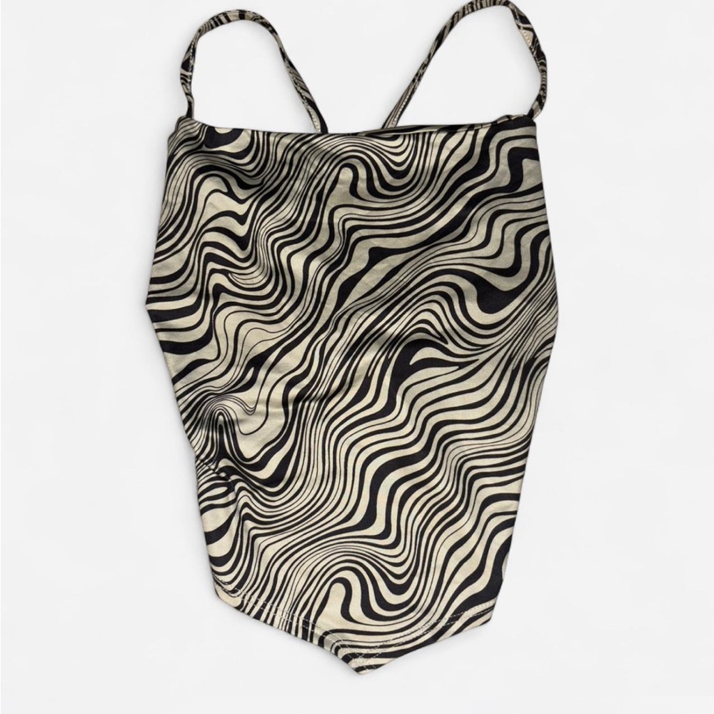 B/W Backless Cowl Neck Top
